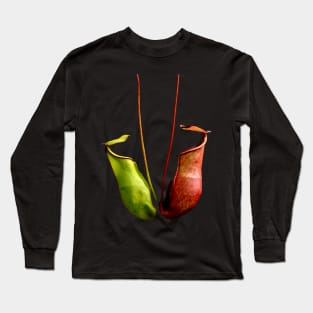 Nepenthes tropical pitcher plant botanical drawing carnivorous plant Long Sleeve T-Shirt